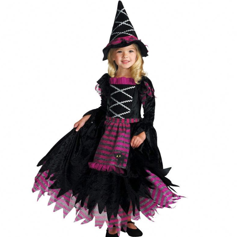 Costum de vrăjitoare de basm 2022 Halloween Deluxe Party pentru fete cu pălărie vrăjitoare HCVM-007