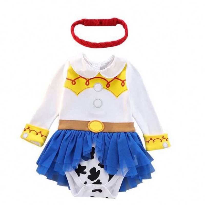 Halloween Birthday Party Outfits Fancy Girl Girl Princess Costume Cowgirl Romper cu bandă HCTS-004