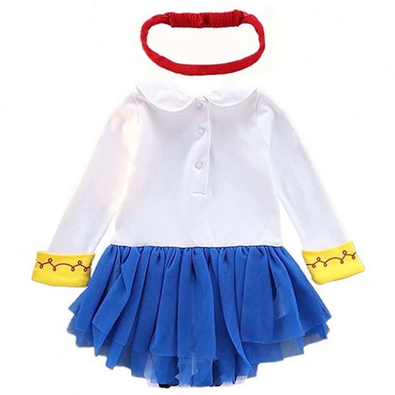 Halloween Birthday Party Outfits Fancy Girl Girl Princess Costume Cowgirl Romper cu bandă HCTS-004
