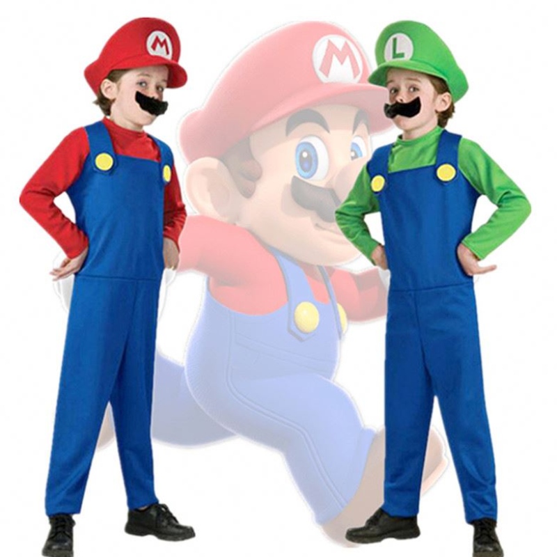4-12y copil super mari bros cosplay salopet costum băiat fată halloween anime fantezie romper luigi frații rochie costum de pălărie