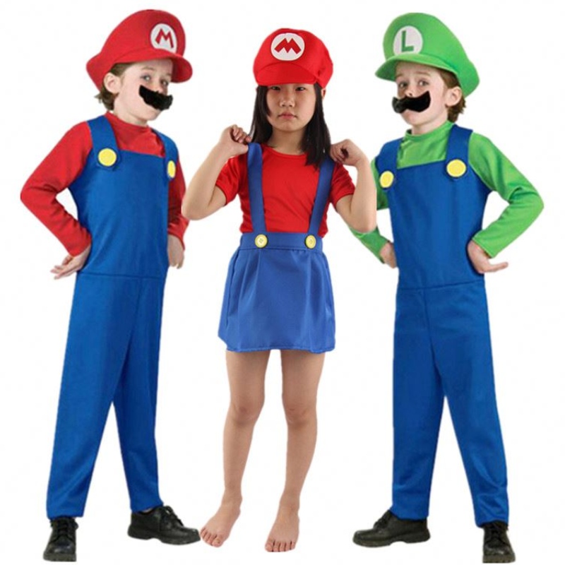 4-12y copil super mari bros cosplay salopet costum băiat fată halloween anime fantezie romper luigi frații rochie costum de pălărie