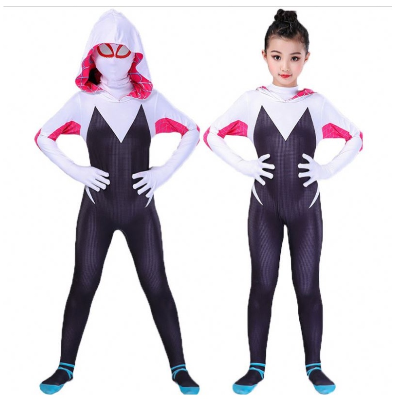 Costum 3D pentru copii păianjen Gwen Gwendolyn Maxine Stacy Zentai Suit Spidergirl Cosplay Costume de Halloween pentru fete