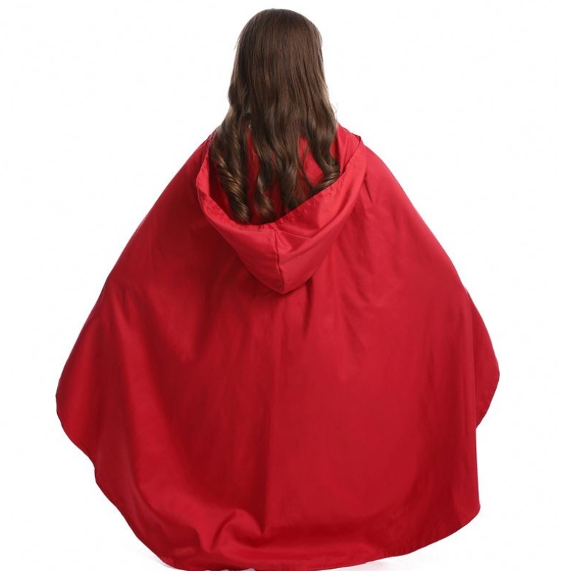 Halloween Purim Women Girl Classic Little Roșu Roșu Rochie Costum Cape Cape Fantasy Fancy Rochie