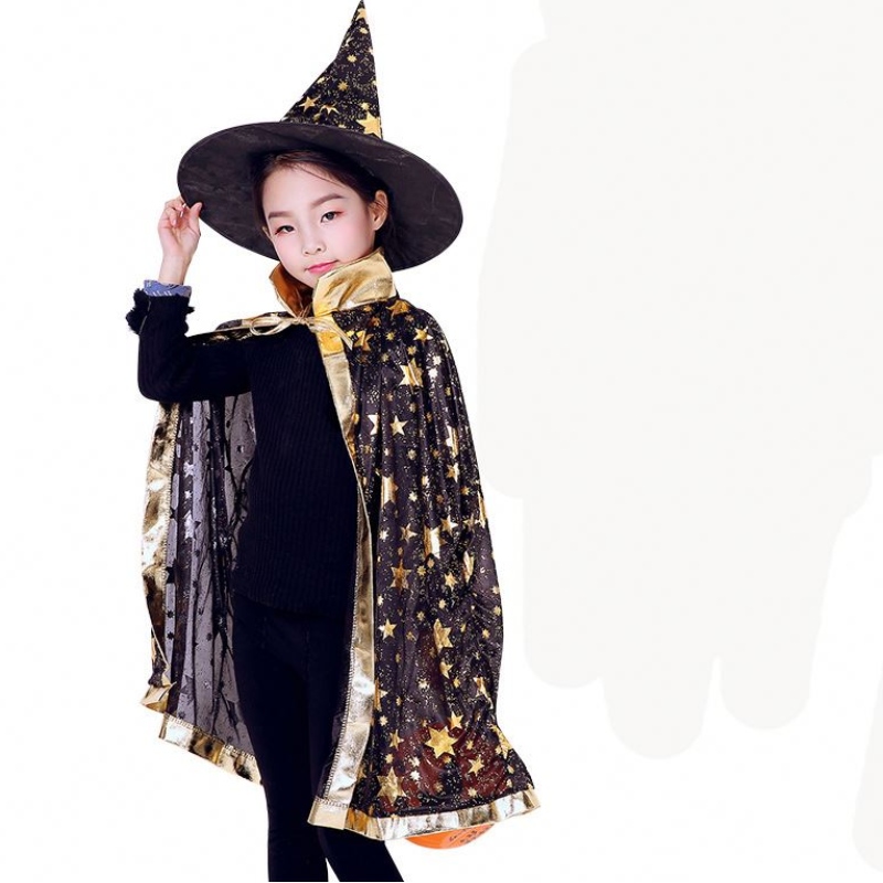 Copii de Halloween Costume Star Vrăjitor Vrăjitorie Cape Cape Robe cu pălărie Patin Cosplay Props Party Birthday Party Mardi Gras Accesorii