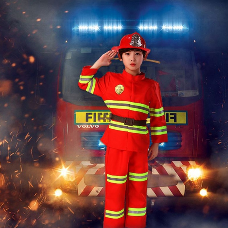 2021 Halloween Cosplay Kids Firefighter Copii Sam Fireman Rolul de lucru Costum Costum Costume pentru petrecere performanță pentru fete