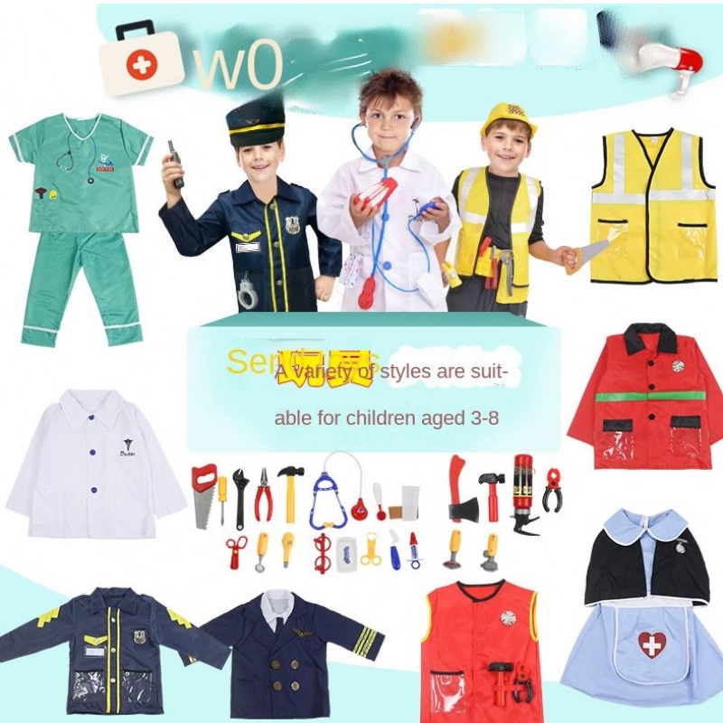 Copii Doctor uniform cosplay Child/firefighter/pilot Engineer/cook/nurse Complay Costum