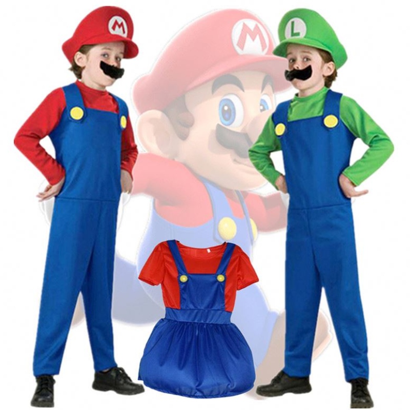 Copil Super Mari Bros Cosplay Sumpsuit Costum băiat fată Halloween Anime Fantasy Romper Luigi Brothers Costum Costum Hat Costum
