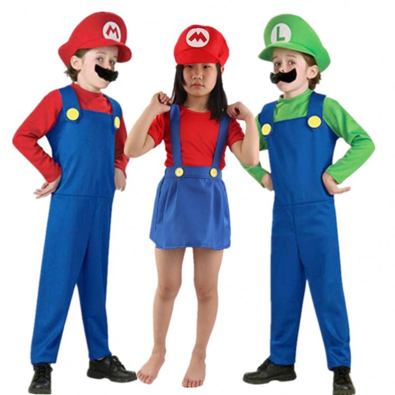 Copil Super Mari Bros Cosplay Sumpsuit Costum băiat fată Halloween Anime Fantasy Romper Luigi Brothers Costum Costum Hat Costum