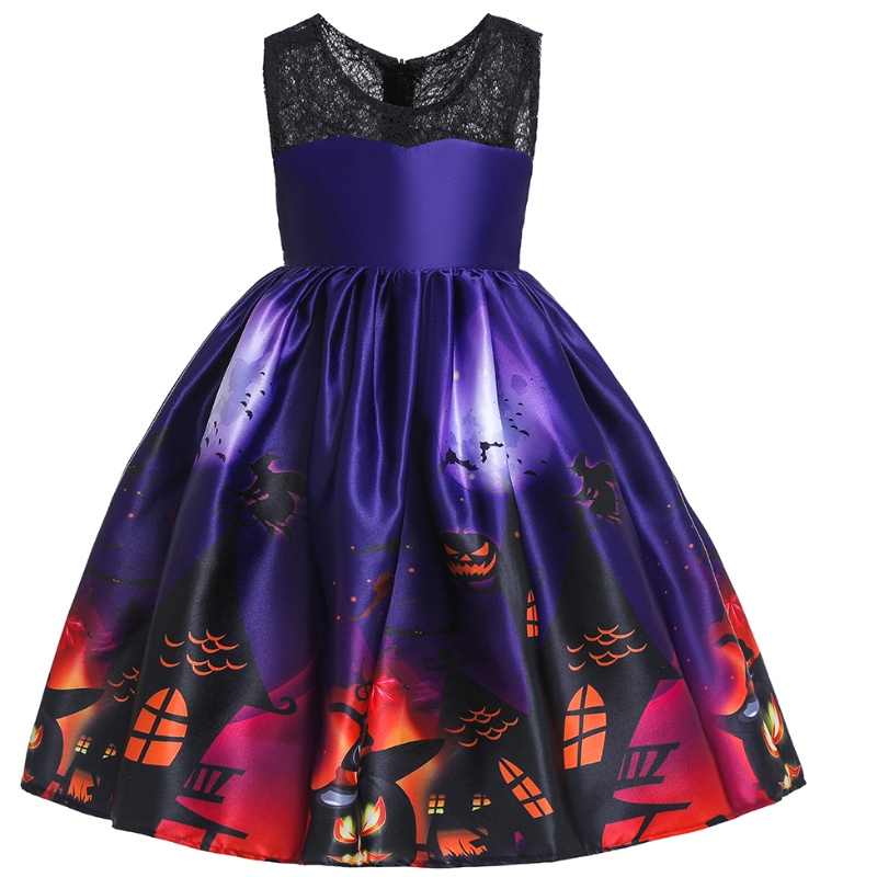 Rochie cu mânecă zburătoare pentru copii Halloween Costum Ghost Princess Ghost Rochie cu pălărie