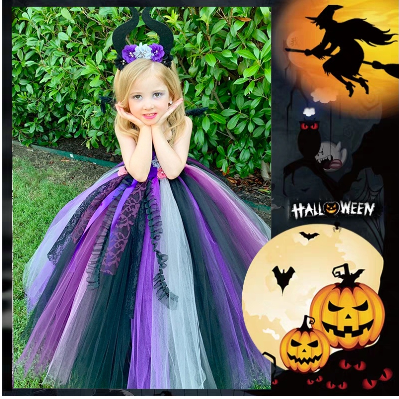 Amazon Hot Selling Girls Halloween Costum Vampire Vrăjitoare Cosplay Party Party Tutu