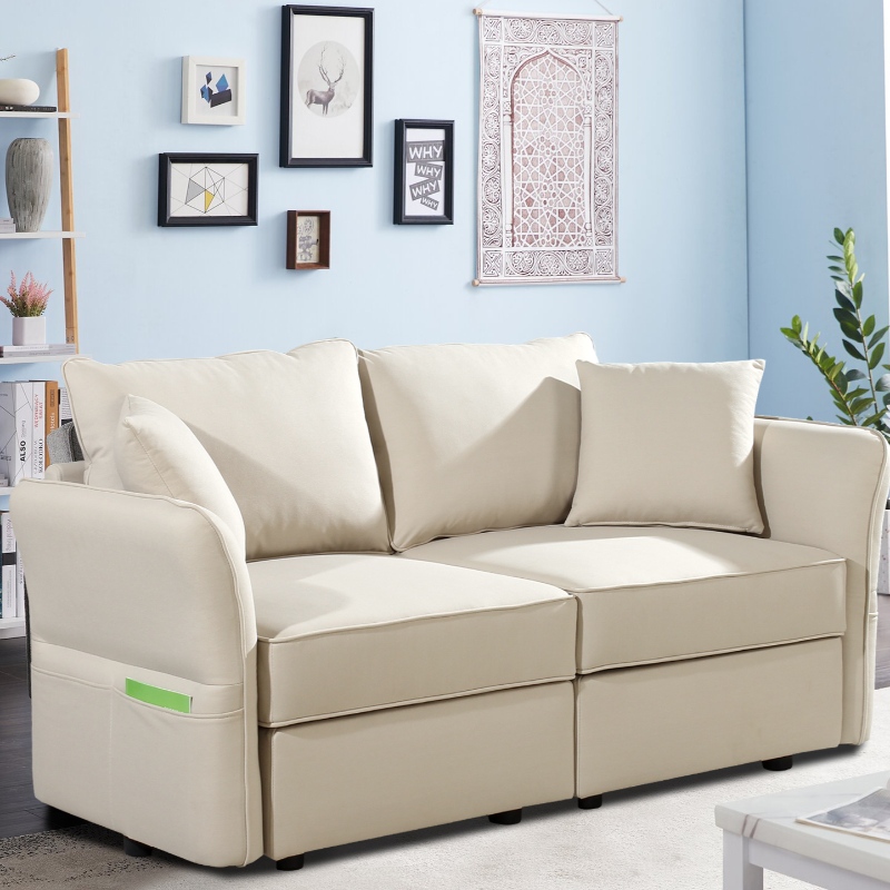 Canapea de living din piele faux set cu geantă de depozitare