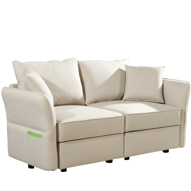 Canapea de living din piele faux set cu geantă de depozitare