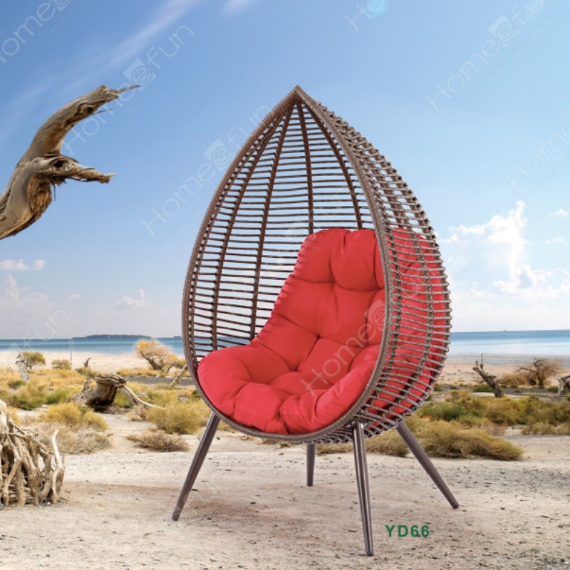 2022 Fabrica en-gros de înaltă calitate patio leagăn mobilier în aer liber ou scaun de petrecere a timpului liber răchită rattan scaun cu pernă și stâlp