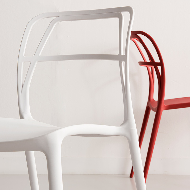 Design modern colorat fără braț fără braț fără brad în aer liber, scaun de luat masa din plastic din plastic