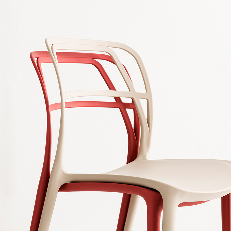 Design modern colorat fără braț fără braț fără brad în aer liber, scaun de luat masa din plastic din plastic
