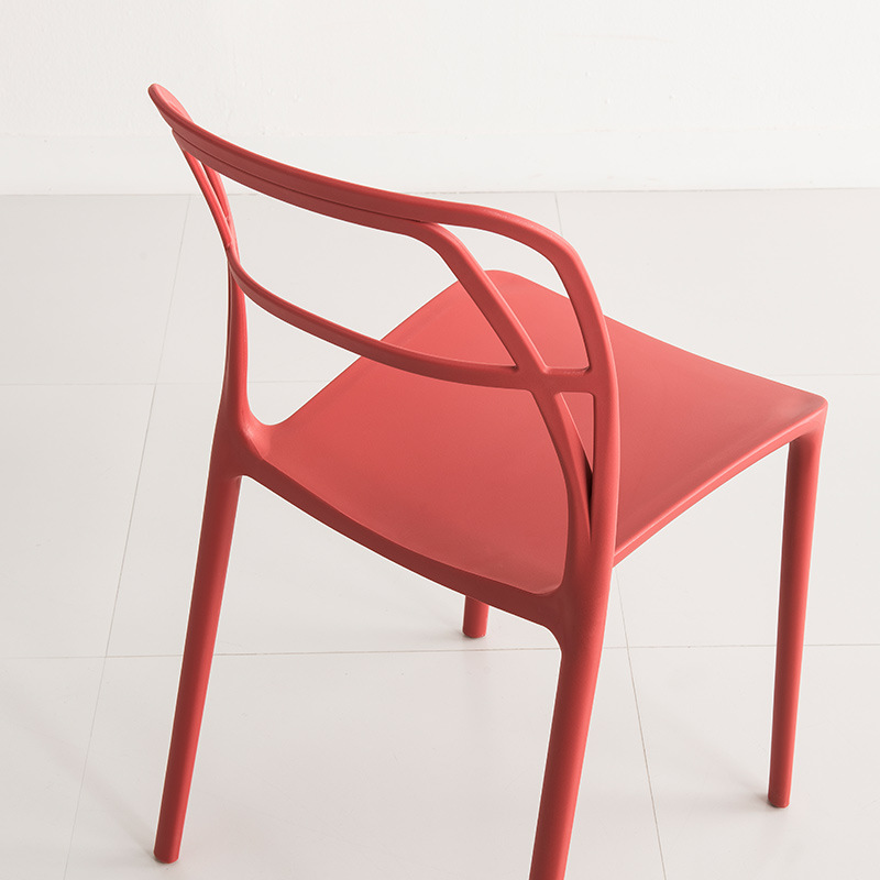 Design modern colorat fără braț fără braț fără brad în aer liber, scaun de luat masa din plastic din plastic