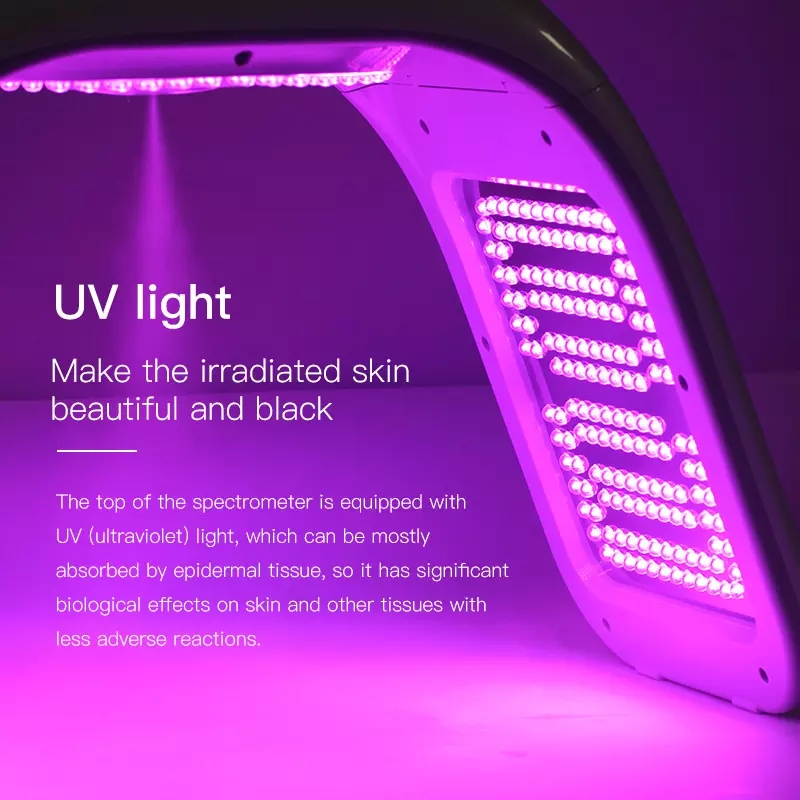 7 culori PDT LED LED 5D Colagen Light Therapy Mașină de frumusețe facială pentru întinerirea pielii Acnee îndepărtând, strângerea pielii, îndepărtarea pigmenților, tratamentul acneei, întinerirea pielii, îndepărtarea ridurilor.