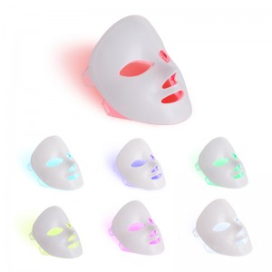 7 Culori Lumina Portabilă de față Portabilă Masca de față Terapie ușoară pentru utilizare la domiciliu, LED Light Therapy Facial Skin Care Mask - albastru&lumină roșie pentru masca foton acnee - Tehnologie PDT din Coreea pentru...