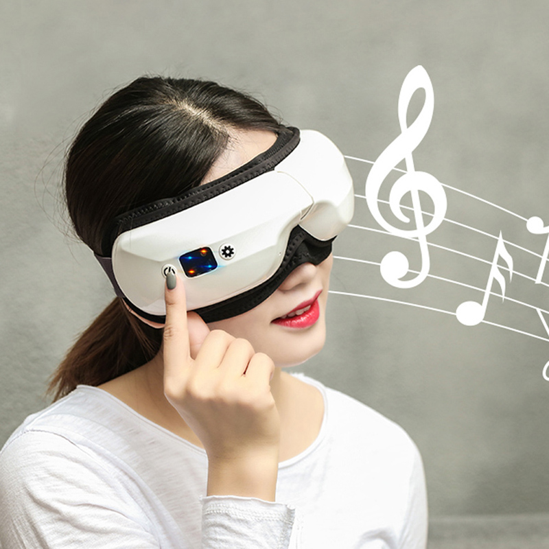Masaj de ochi inteligent cu căldură, masaj pentru ochi pentru migrene 6 moduri cu muzică bluetooth compresie căldură masaj ochi încălziți masaj pentru ochi pliabil pentru migrene dureri de cap Cercuri întunecate
