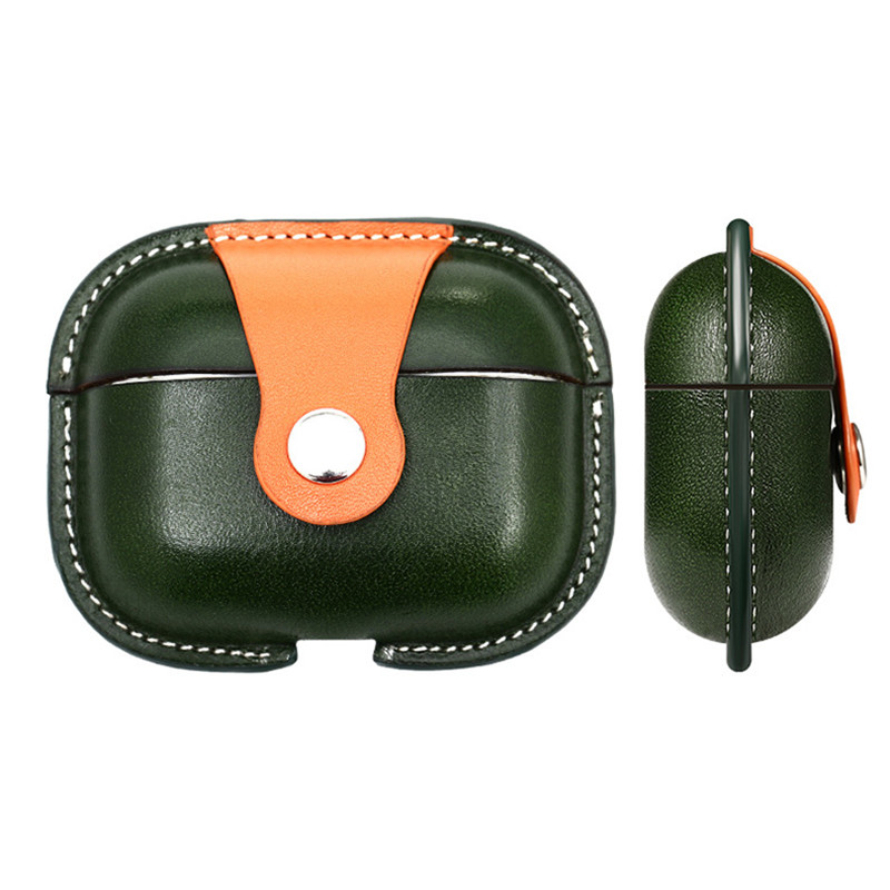 NOU Apple AirPods Pro2 Carcasă de protecție, Culoare verde militară, care se potrivește cu vițel, carcasă de protecție integrată, cu cască Bluetoot