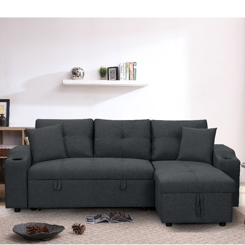 Țesătură dreapta chaise canapea canapea canapea living cu otoman