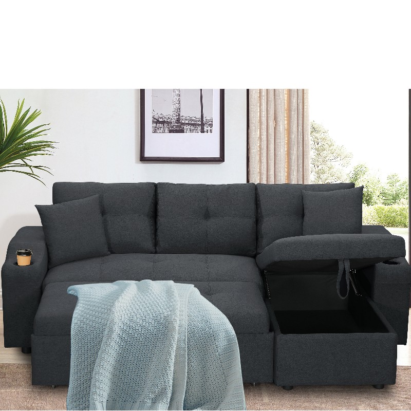 Țesătură dreapta chaise canapea canapea canapea living cu otoman