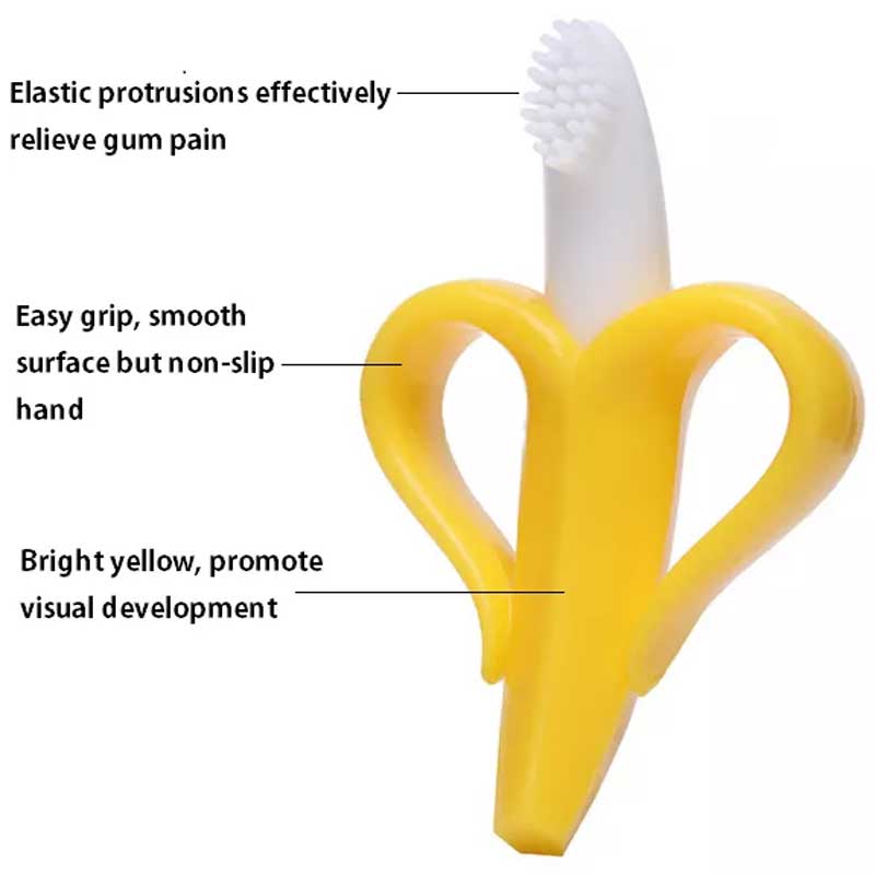 Banana Baby Teether Silicon pentru bebeluși Periuță de dinți mini Periuță de dinți Antrenament Periuță de dinți și jucărie teether