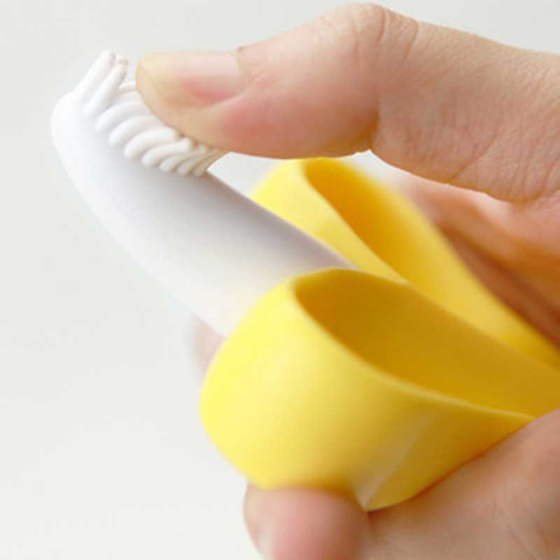 Banana Baby Teether Silicon pentru bebeluși Periuță de dinți mini Periuță de dinți Antrenament Periuță de dinți și jucărie teether