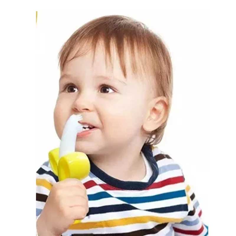 Banana Baby Teether Silicon pentru bebeluși Periuță de dinți mini Periuță de dinți Antrenament Periuță de dinți și jucărie teether