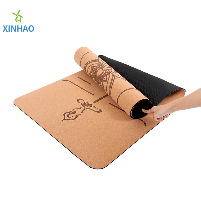 Amazon cel mai bine vândut covoraș de yoga de cauciuc Pu, cu ridicata, 4mm/5mm Pu Cauciuc Cork Mat de yoga fără alunecare, suport logo personalizat sau imprimare