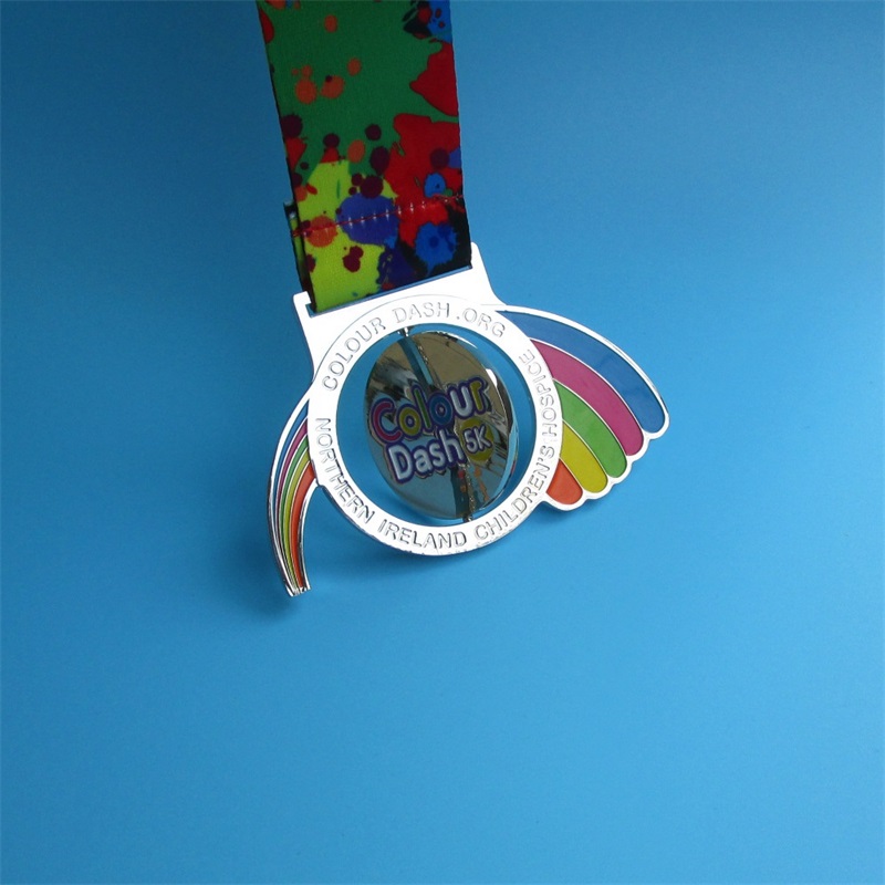 Medalie de spin pentru umplere a culorii curcubeului de argint strălucitor