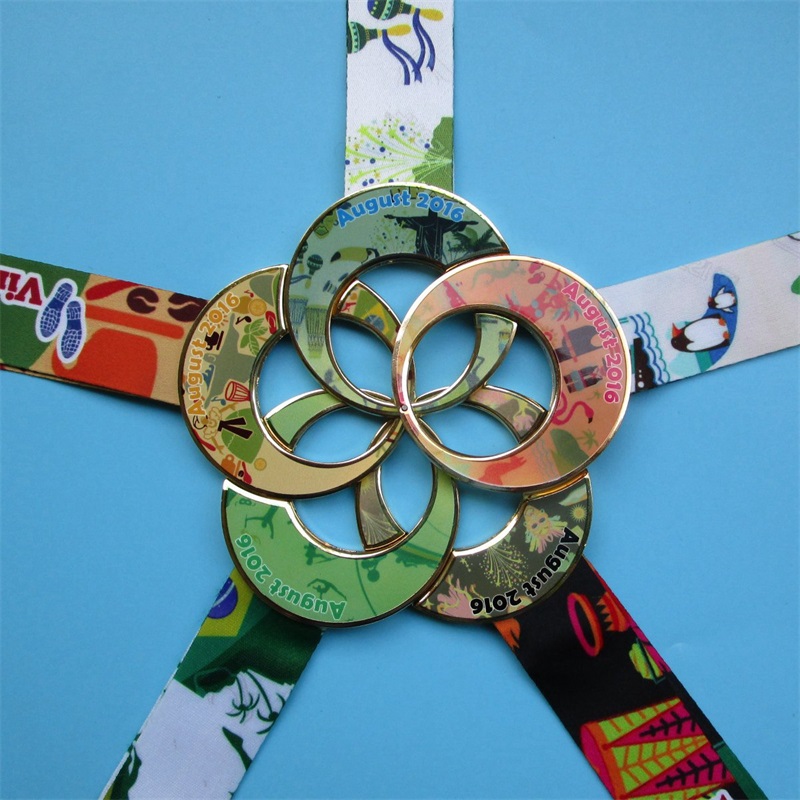 Medalie pentru gât cu panglică Design personalizat Imprimare Metal Medalii Combinații Suvenir