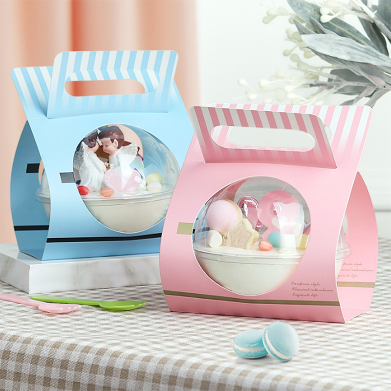 Hot Sale Hot Mousse Cake Ball Packaging Cutie, Contrainer de ambalare a produselor de produse de patiserie rotunde cu mânecă de hârtie pentru tort pentru mousse