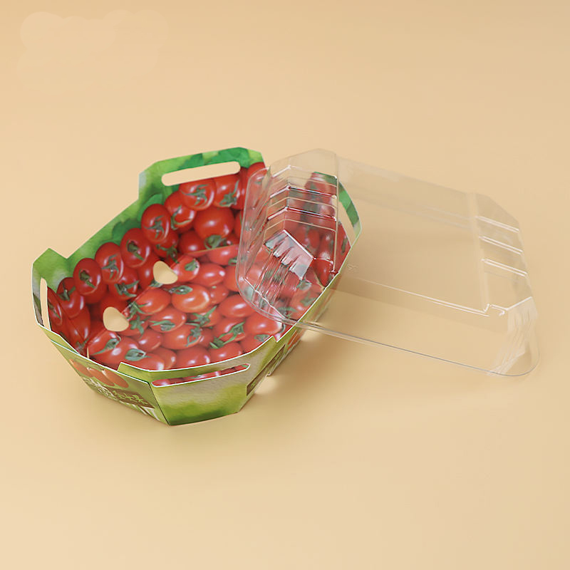 Cutii personalizate din carton din plastic pentru recipient de ambalare Punnet cu fructe cu capac
