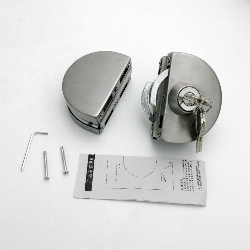 GDL001 201 Oțel inoxidabil Comercial Durabil Metal Metal Grom Sticlă Blocare de securitate anti-furt, Blocare cu balamală dublă cu balamale fără margini Blocă glisantă