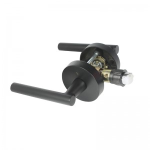 R7506 Maneta mânerului ușiinegre cu design rotund modern subțire contemporan pentru dormitor pentru casă sau confidențialitate pentru baie, blocare fără cheie a ușii