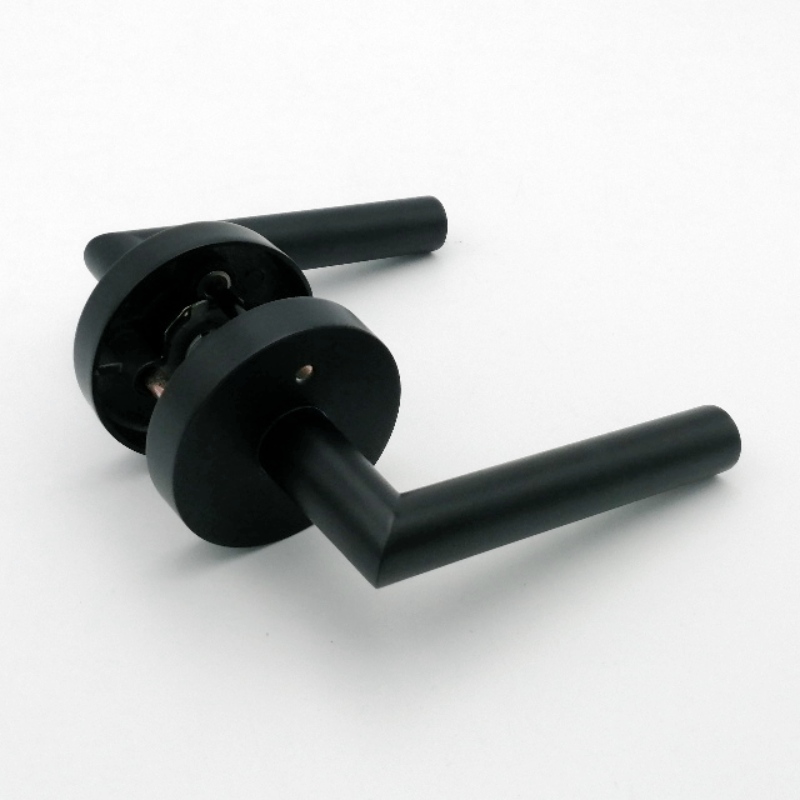 R7505 Mânere ușăneagră, pârghie ușă de confidențialitate Interior pentru baie de dormitor, contemporan subțire modernă design cu ușă grea cu încuietoare