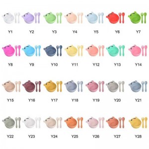 Set de hrănire pentru bebeluși Silicon Bowl Spoon Fork pentru copii mici copii drăguți pentru animale de silicon set de mâncare pentru ursuleț hrănire pentru copii pentru copii consumabile