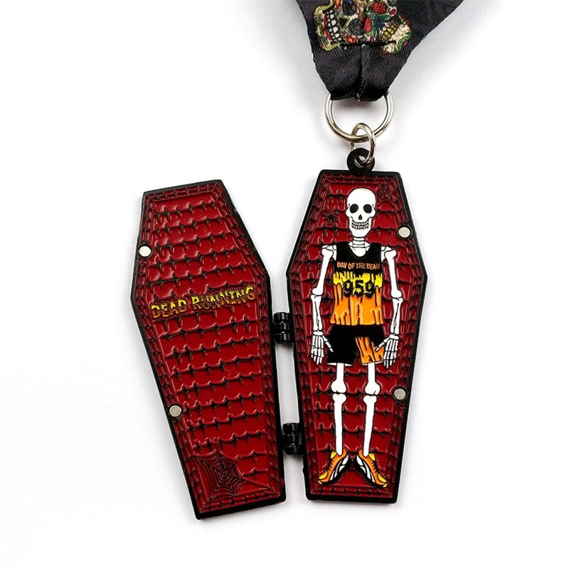 Metal Die Died Medalie Matte Metal Negru Medalie Halloween Medalii Sportive Flip-Open