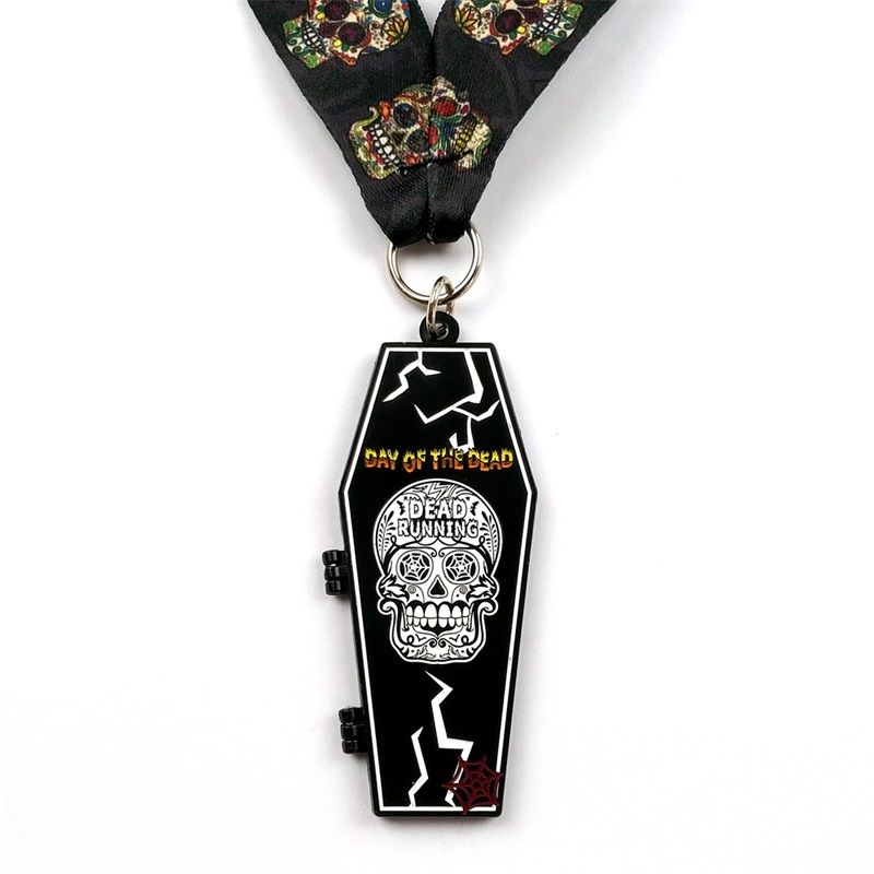 Metal Die Died Medalie Matte Metal Negru Medalie Halloween Medalii Sportive Flip-Open