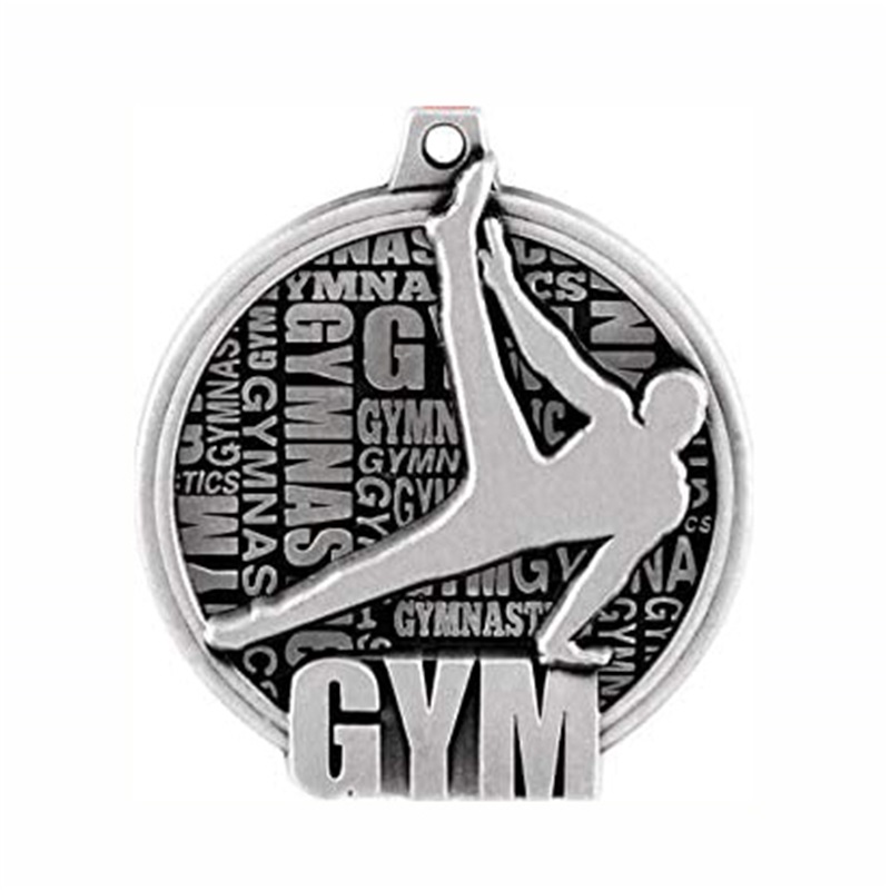 Medalion cu pandantiv cu dreptunghi cu aur placat cu aur de 18k Medalie de gimnastică ritmică