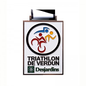 Medalie sportivă cu logo -ul cu formă personalizată pentru medalia de triatlon cu ridicata