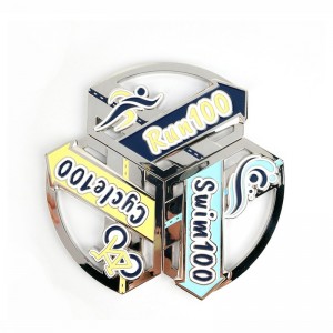 Medalii de turnare a metalului de aur 3d Medalie de medalie de triatlon 3d