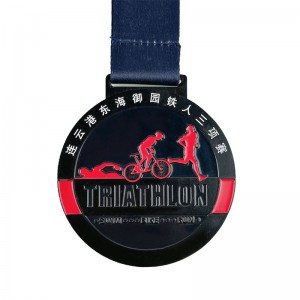 Medalie de triatlon cu email de metal personalizat gravat metal 3d