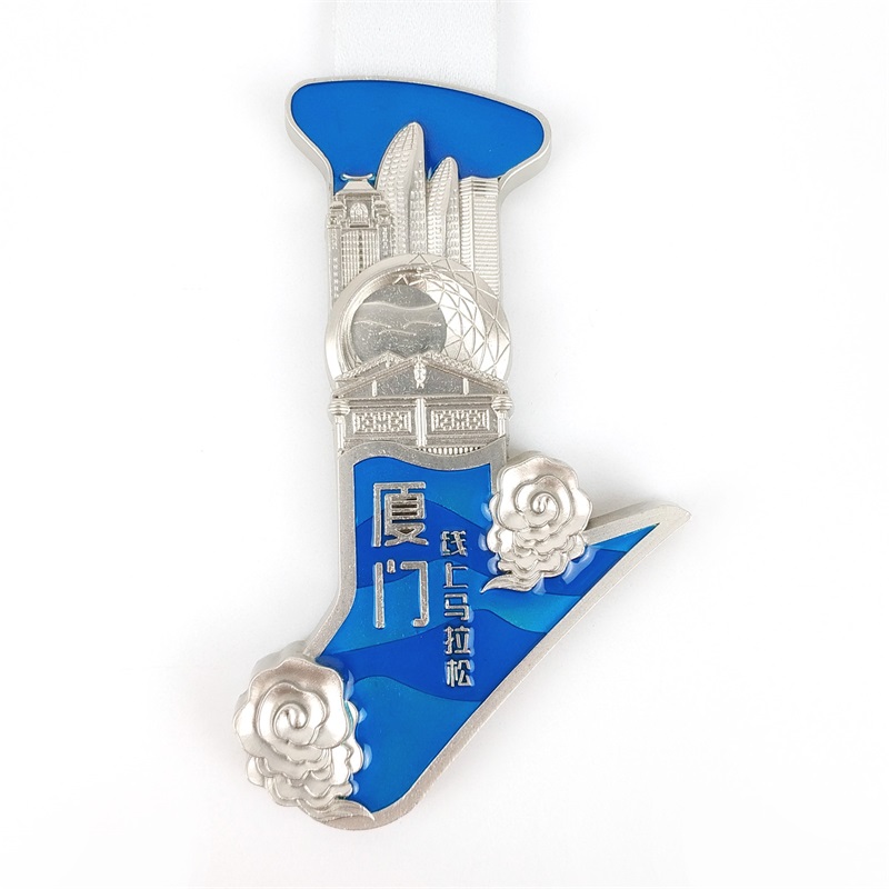 Medalie de maraton personalizată UV Imprimat Blue Email Medalie religioasă