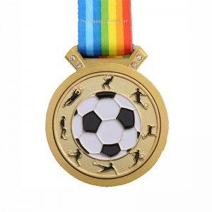 GAG Design Metal 3D Logo Fotbal Fotbal Race Sports Sports Gold Award Medalie Factory Medalie personalizată cu panglică