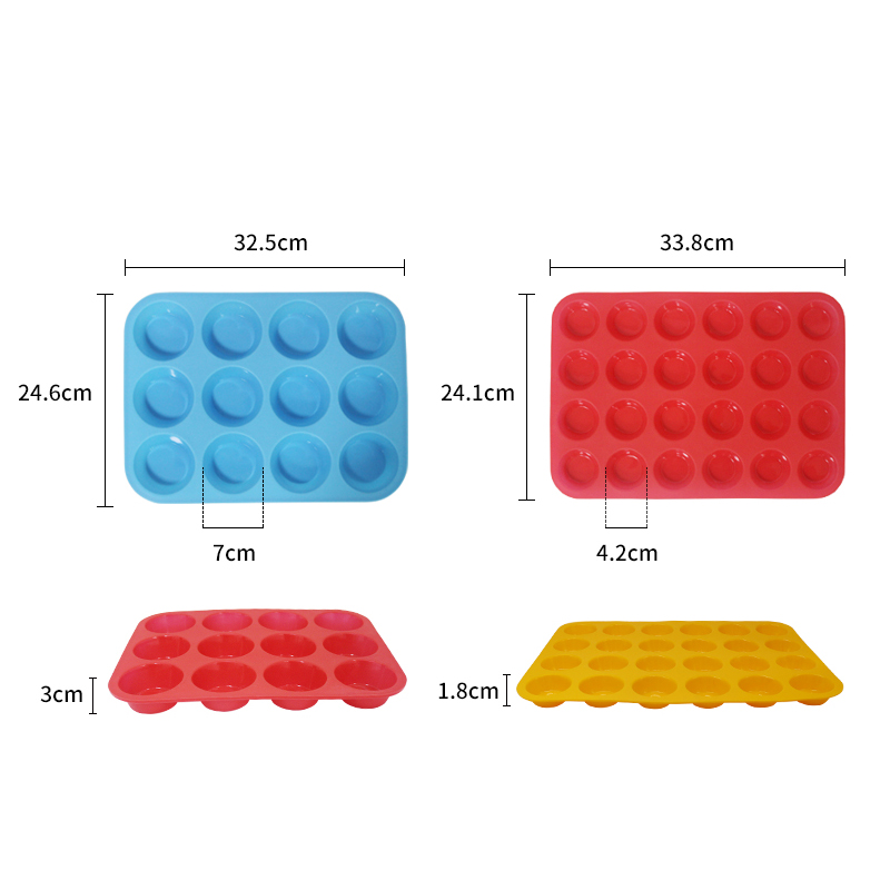 Tigaie cu brioșă din silicon antiaderentă - matrițe pentru brioșe și cupcakes, matrițe de copt din silicon, matrițe de gogoși cu 12 găuri pentru coacerea baghetelor ceto, instrumente esențiale pentru petreceri și festivaluri.