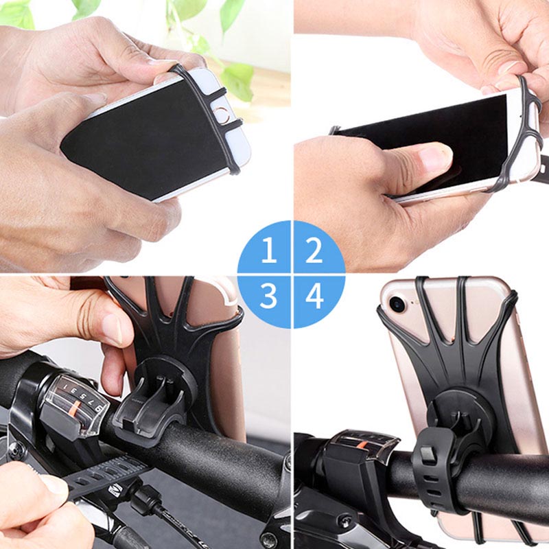Montare pentru telefon pentru biciclete, montare pentru ghidon motociclete, montare pe telefon cu biciclete din silicon la 360 °, compatibilă cu iPhone 13/12/11 Pro Max XS Max XR X 8 7 6S Plus SE 2022 12 Mini, Samsung Galaxy
