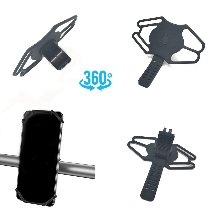 Suport pentru telefon pentru biciclete siliconice, [360 ° rotație rezistentă la șoc] suport pentru telefon pentru biciclete, suport de telefon cu motocicletă din silicon universal, compatibil cu iPhone 14 13 12 11 Pro Max,