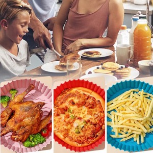 Tigaie din silicon cu friteuză, coș de friteuză de aer 8,5 inci, accesorii cu friteuze de aer alimentar, garnituri de friteuze reutilizabile, căptușeli de pergament de înlocuire, fără curățenie friteuză de aer